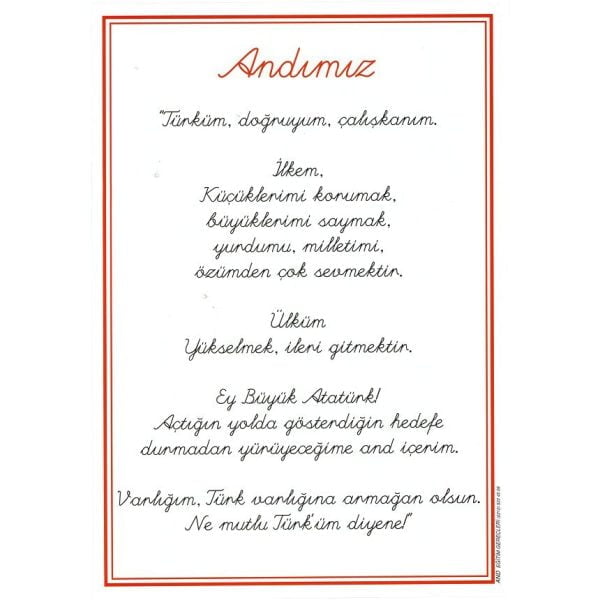 Andımız Panosu 35x50 cm