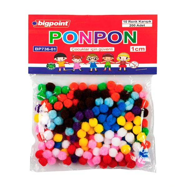 Ponpon 1 cm 10 Renk / 200 lü Poşet