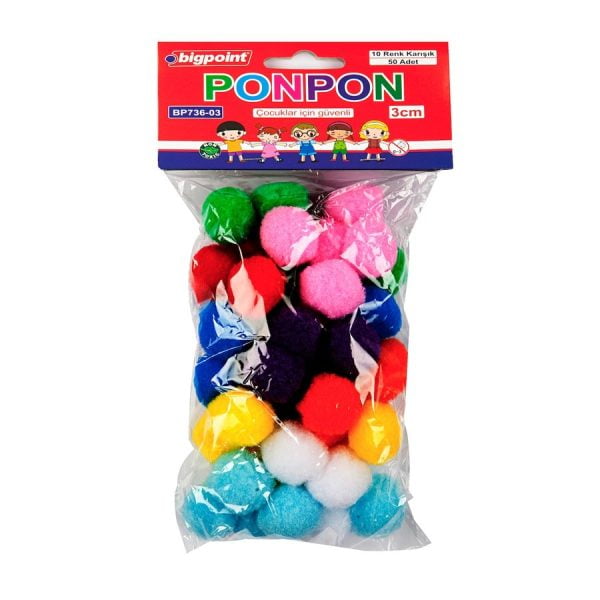 Ponpon 3 cm 10 Renk / 50 li Poşet