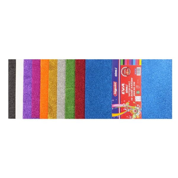 Simli Yapışkanlı Eva 20x30 cm Karışık 10 Renk