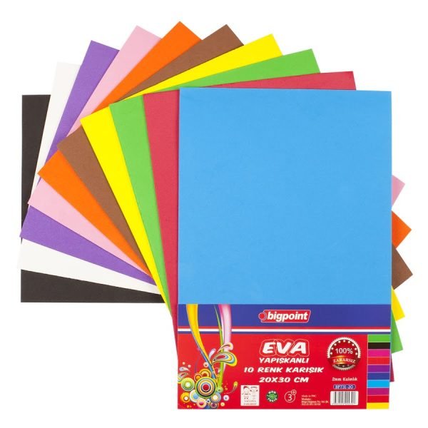 Yapışkanlı Eva 20x30 cm Karışık 10 Renk