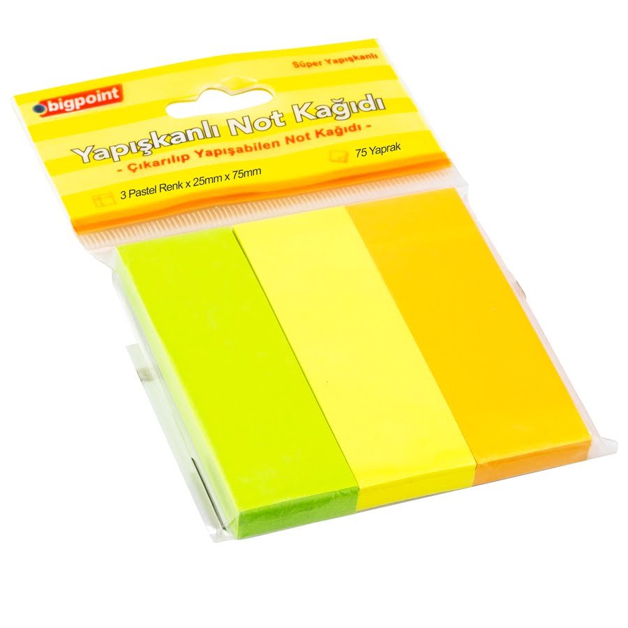 Yapışkanlı Not Kağıdı 3 Pastel Renk 25x75 mm Yapışkanlı Not Kağıdı 3 Pastel Renk 25x75 mm