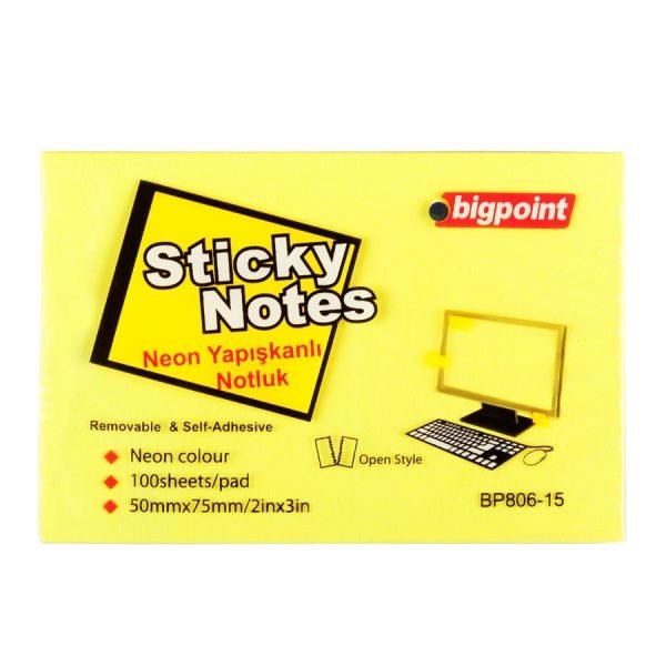Yapışkanlı Not Kağıdı 75x50 mm Neon Sarı