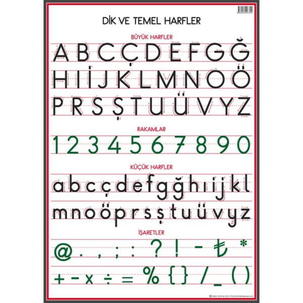 Dik ve Temel Harfler Panosu 50x70 cm