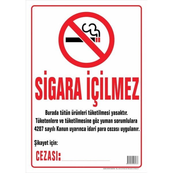 Sigara İçilmez Panosu 50x70 cm