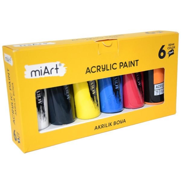 Akrilik Tüp Boya Seti 6 Renk 75 ml