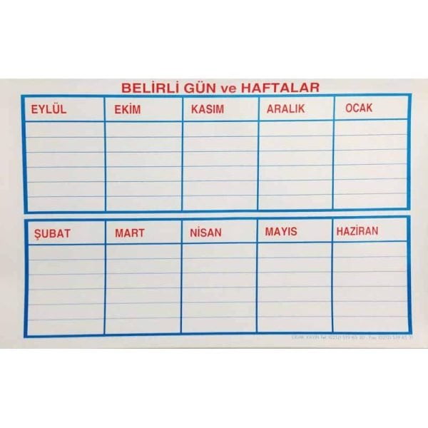Belirli Gün ve Haftalar Levhası 50x70 cm