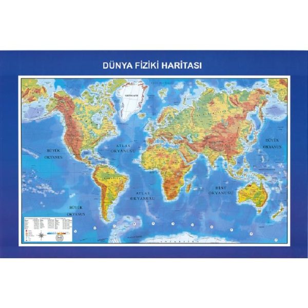 Dünya Fiziki Haritası 100x140 cm