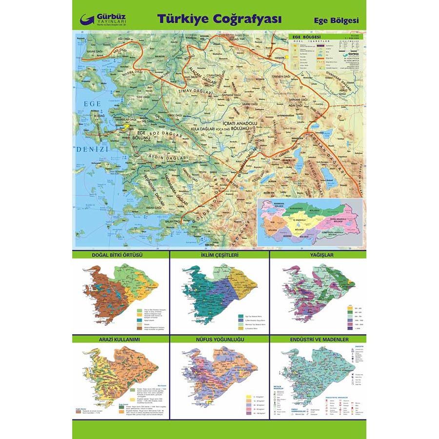 Ege Bölgesi Haritası 70x100 cm Fiyatı ve Özellikleri