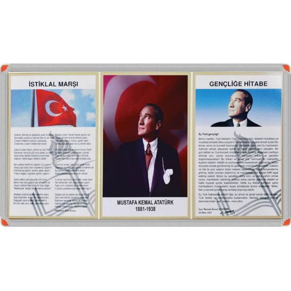 Milli Levhalar Panosu 3 Parça (Alüminyum Çerçeveli) 45x90 cm