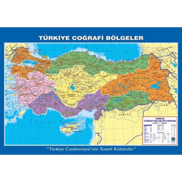 Türkiye Coğrafi Bölgeler Haritası 70x100 cm