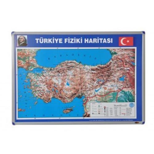Türkiye Fiziki Harita Panosu (Alüminyum Çerçeveli) 70x100 cm